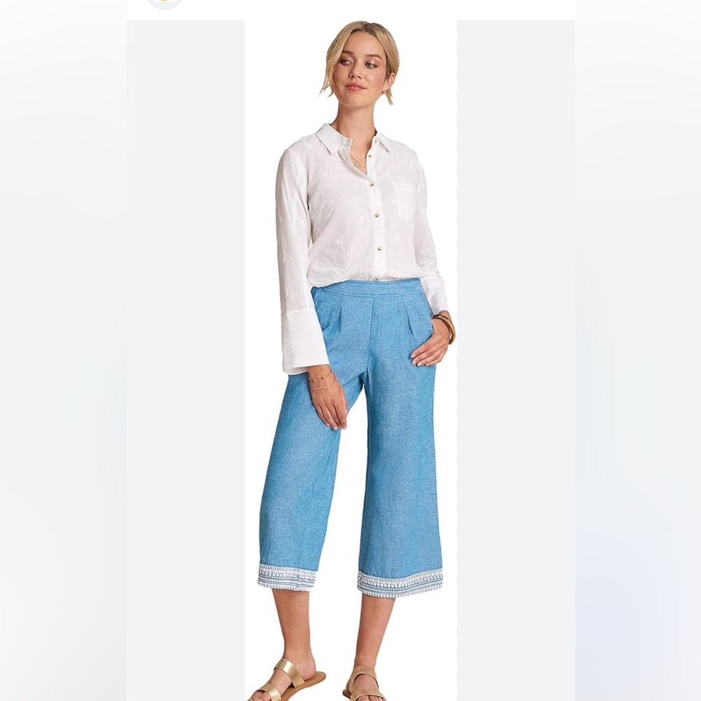 Hatley Cropped Wide leg Chambray Pants.
